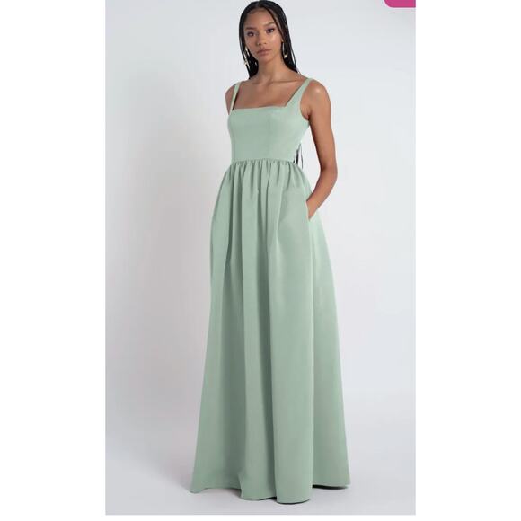 Jenny Yoo Erica Dress Luxe Faille Bridesmaid 22428 Morning Mist Mint Green 16 - Picture 1 of 7